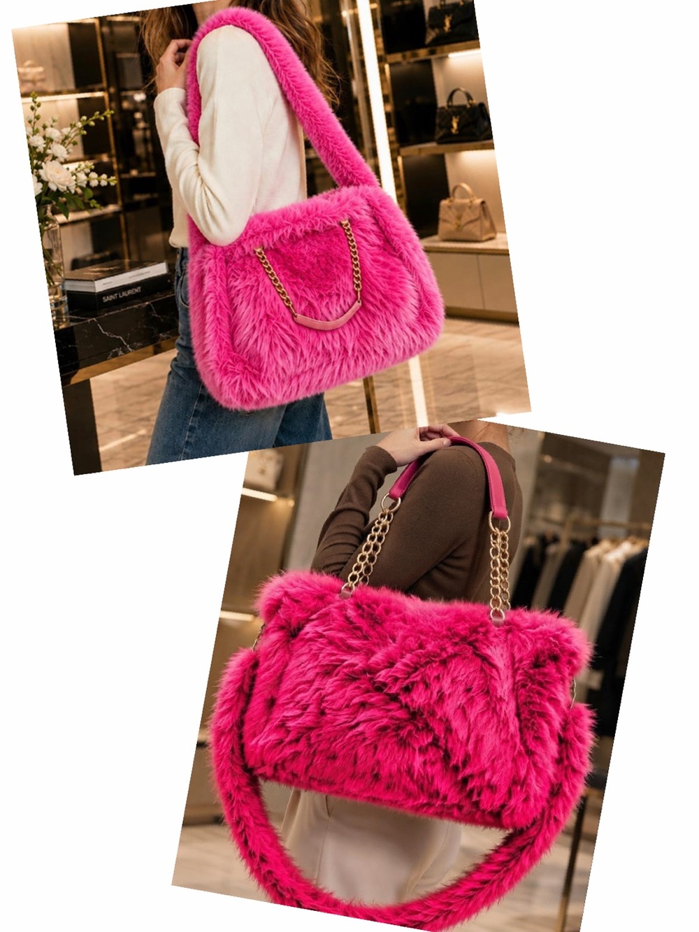 Plush Lux Faux-Fur Shoulder Bag in Hot Pink (We Wear Pink In October)💕💕💕